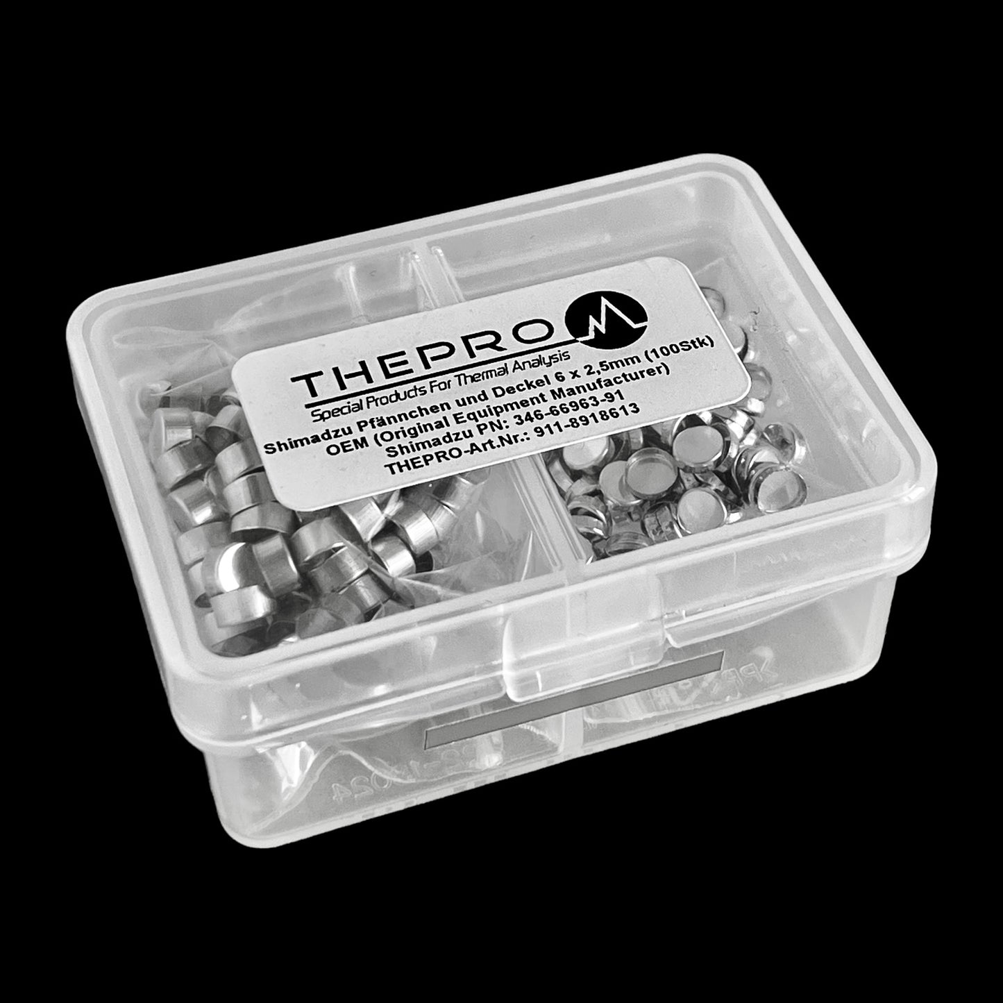 Shimadzu pans and lids 6 x 2.5 mm AL, (100 pieces)